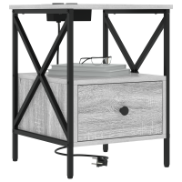 Produktbild för Nattduksbord med låda 2 pcs Grå Sonoma 41,5 x 40,5 x 55 cm