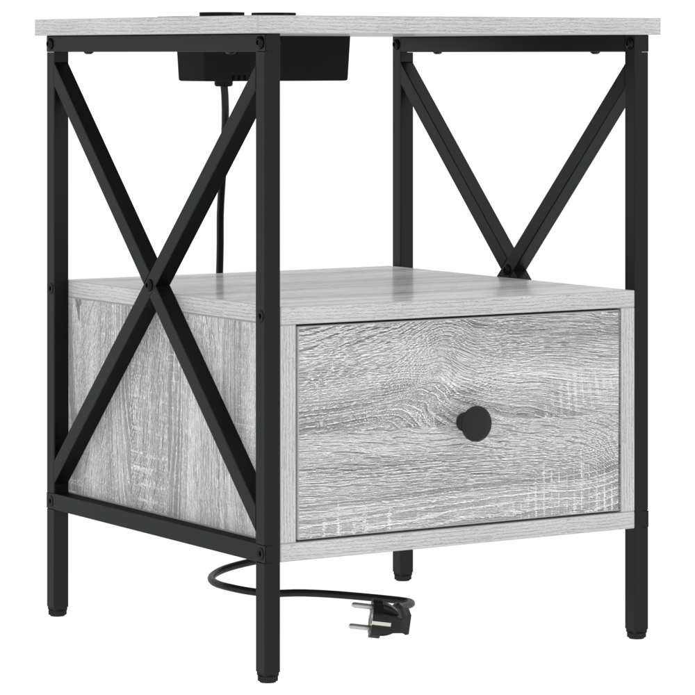 Produktbild för Nattduksbord med låda 2 pcs Grå Sonoma 41,5 x 40,5 x 55 cm