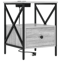 Produktbild för Nattduksbord med låda 2 pcs Grå Sonoma 41,5 x 40,5 x 55 cm