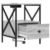 Produktbild för Nattduksbord med låda 2 pcs Grå Sonoma 41,5 x 40,5 x 55 cm