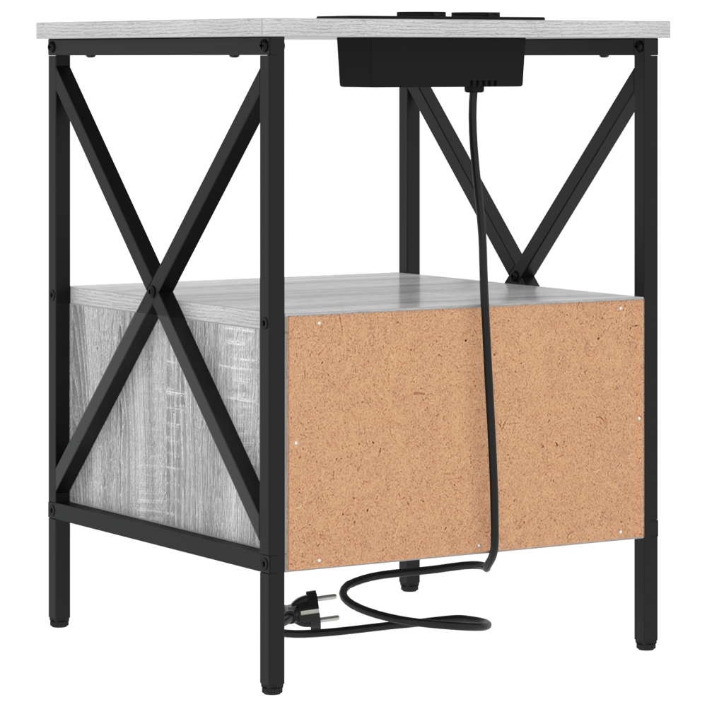 Produktbild för Nattduksbord med låda 2 pcs Grå Sonoma 41,5 x 40,5 x 55 cm