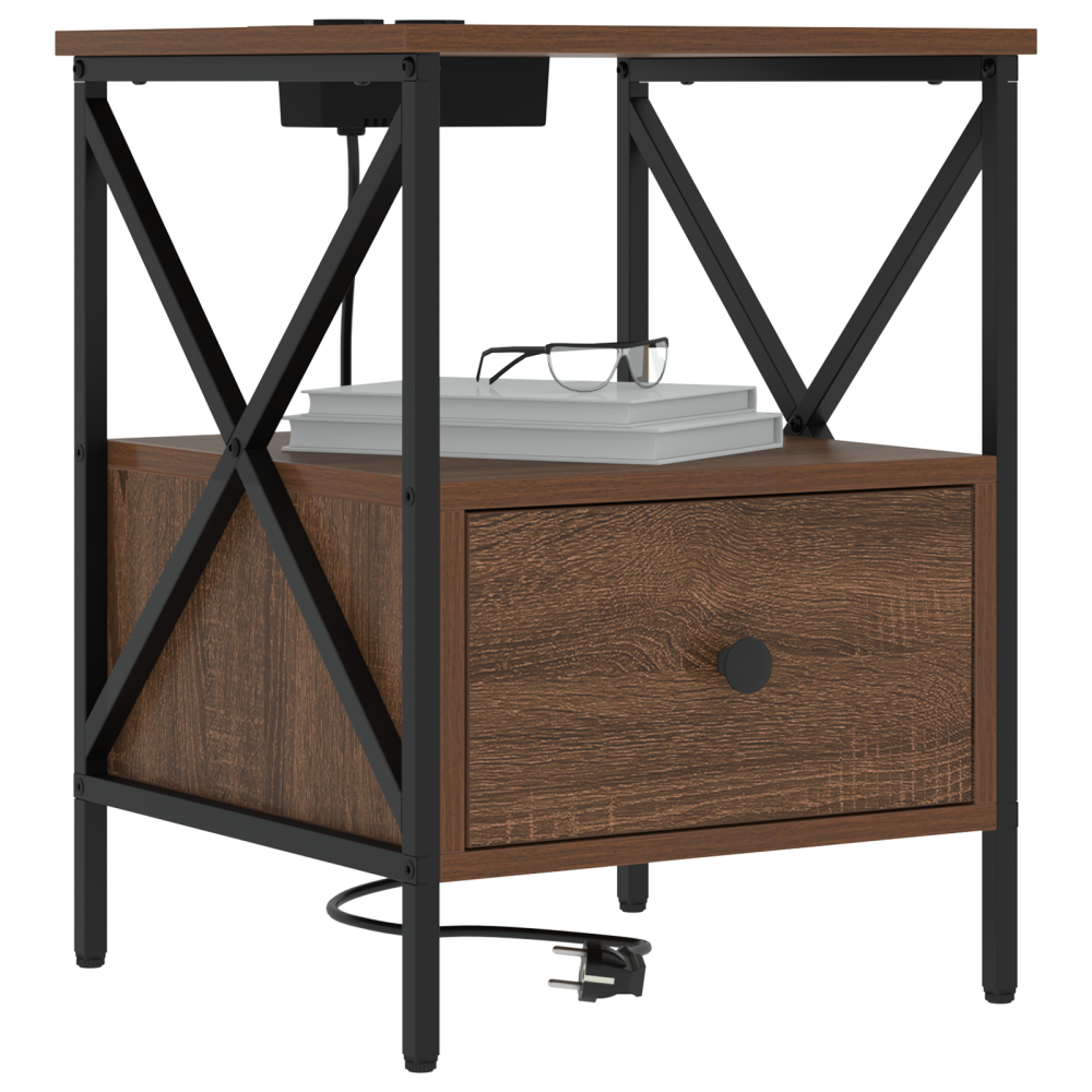 Produktbild för Nattduksbord 2 pcs Brun Ek 41,5 x 40,5 x 55 cm Konstruerat trä
