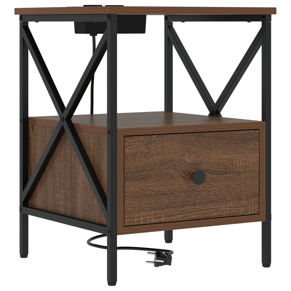 Produktbild för Nattduksbord 2 pcs Brun Ek 41,5 x 40,5 x 55 cm Konstruerat trä