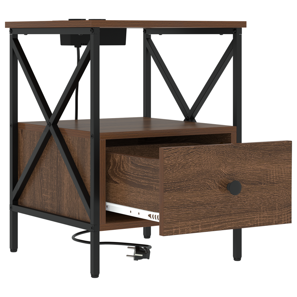 Produktbild för Nattduksbord 2 pcs Brun Ek 41,5 x 40,5 x 55 cm Konstruerat trä