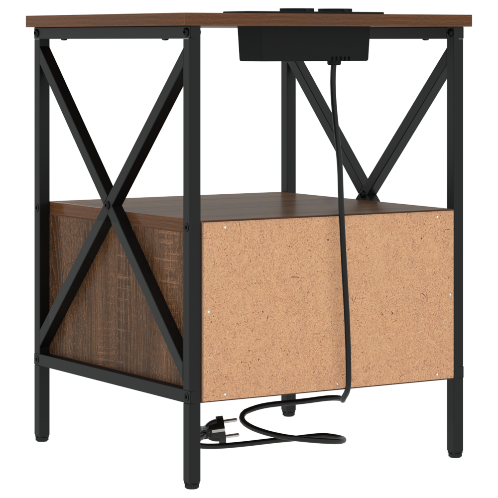 Produktbild för Nattduksbord 2 pcs Brun Ek 41,5 x 40,5 x 55 cm Konstruerat trä