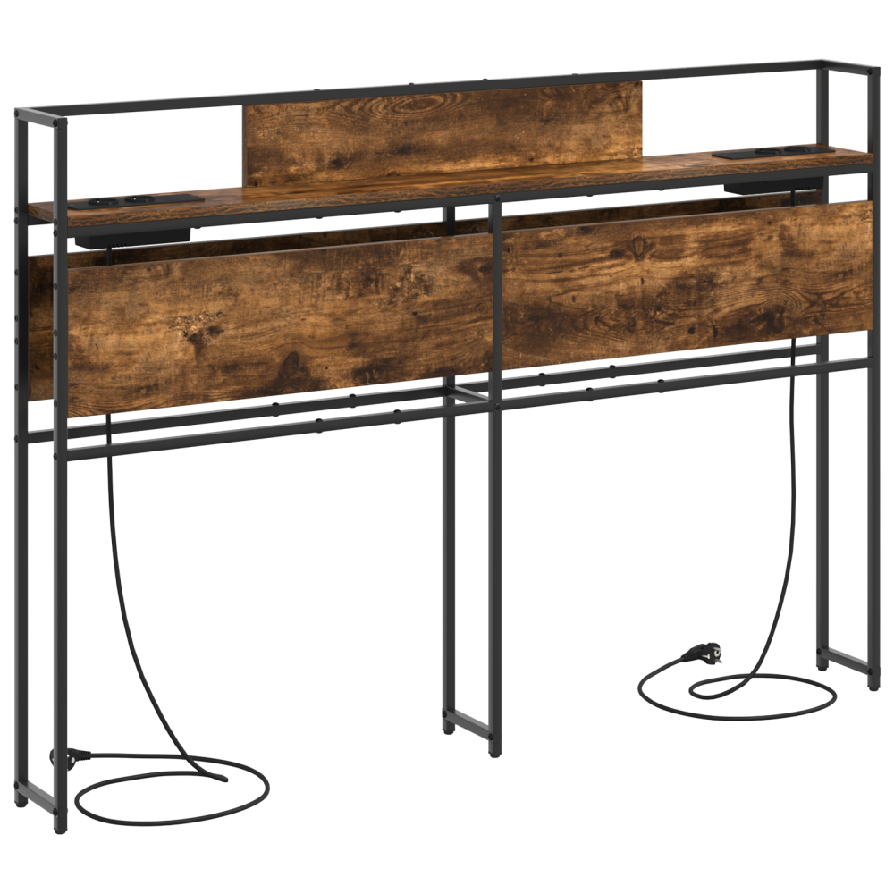 Produktbild för Förvaringshuvudgavel med lagring Rökfärgad ek Konstruerat trä