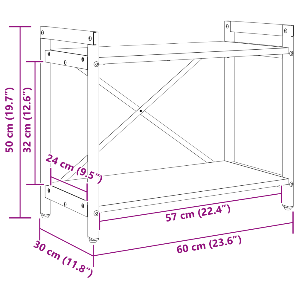 Produktbild för Hyllsystem Gammalt trä 60 x 30 x 50 cm Konstruerat trä