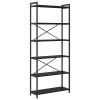 Produktbild för Hyllsystem Svart Ek 80 x 30 x 189,5 cm Konstruerat trä