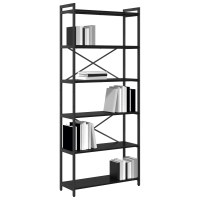 Produktbild för Hyllsystem Svart Ek 80 x 30 x 189,5 cm Konstruerat trä