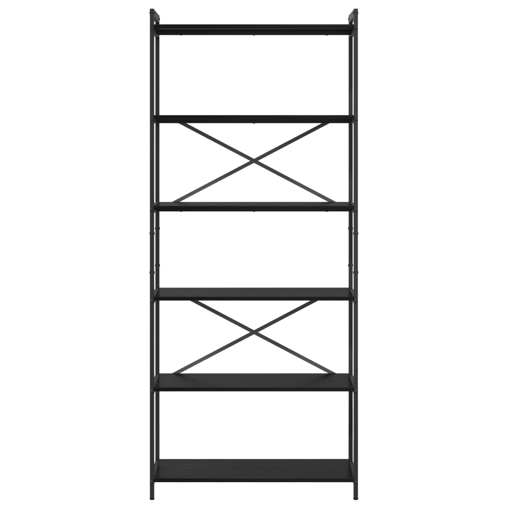 Produktbild för Hyllsystem Svart Ek 80 x 30 x 189,5 cm Konstruerat trä
