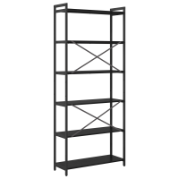 Produktbild för Hyllsystem Svart Ek 80 x 30 x 189,5 cm Konstruerat trä
