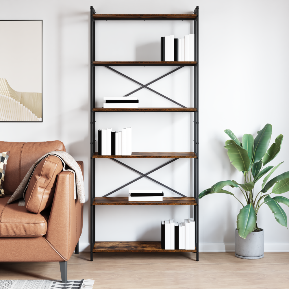 Produktbild för Hyllsystem Rökt ek 80 x 30 x 189,5 cm Konstruerat trä