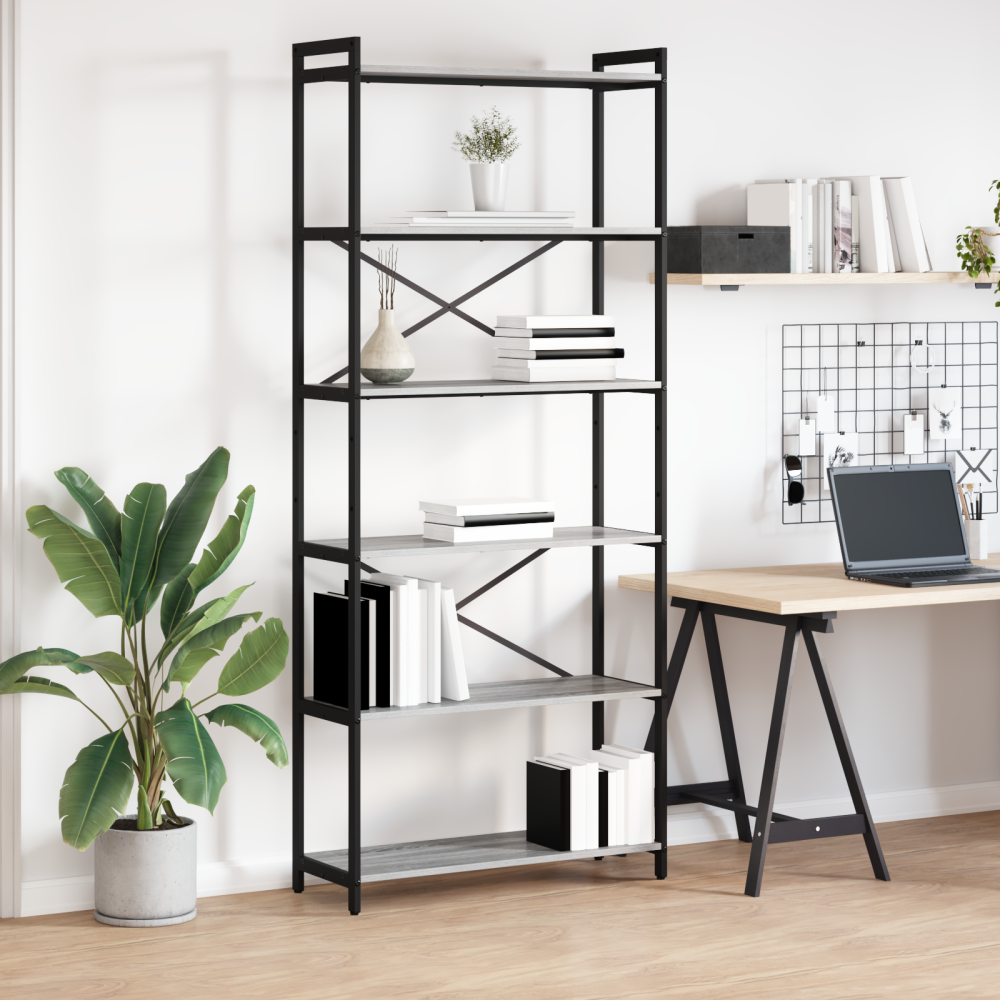 Produktbild för Hyllsystem Grå sonoma 80 x 30 x 189,5 cm Konstruerat trä