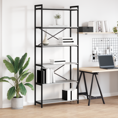 vidaXL Hyllsystem Grå sonoma 80 x 30 x 189,5 cm Konstruerat trä