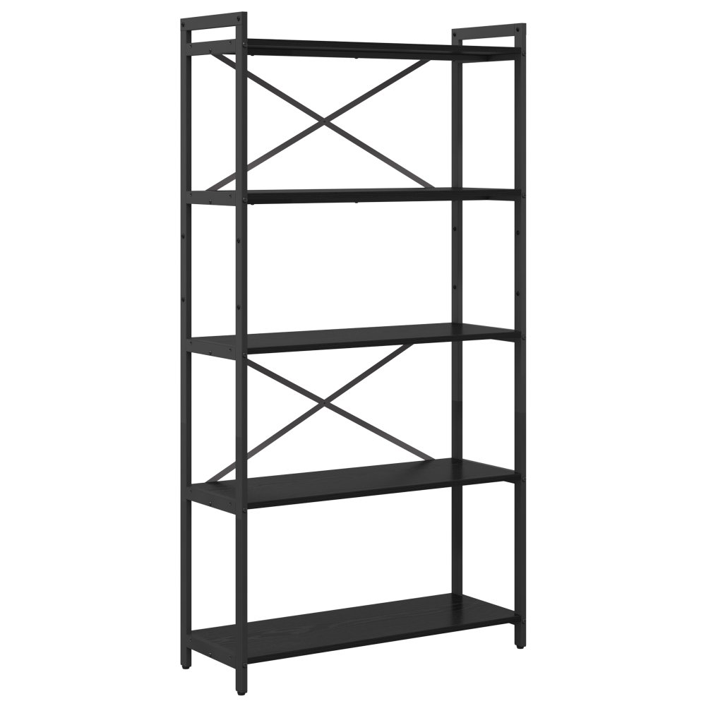 Produktbild för Hyllsystem Svart Ek 80 x 30 x 155 cm Konstruerat trä
