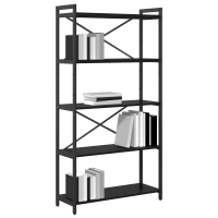 Produktbild för Hyllsystem Svart Ek 80 x 30 x 155 cm Konstruerat trä