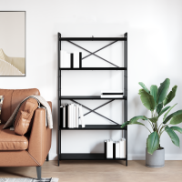 Produktbild för Hyllsystem Svart Ek 80 x 30 x 155 cm Konstruerat trä
