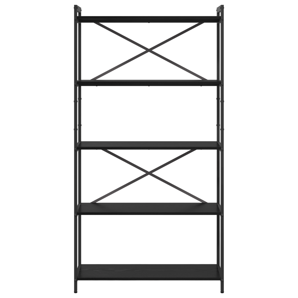 Produktbild för Hyllsystem Svart Ek 80 x 30 x 155 cm Konstruerat trä
