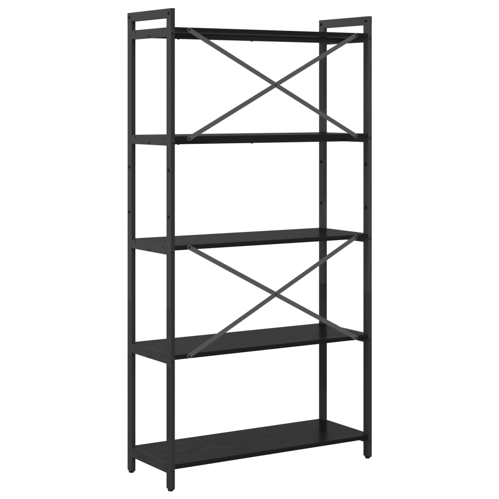 Produktbild för Hyllsystem Svart Ek 80 x 30 x 155 cm Konstruerat trä