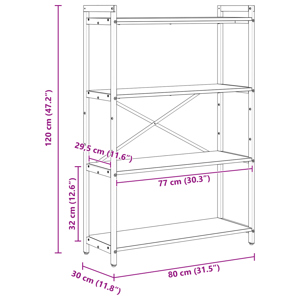 Produktbild för Hyllsystem Sonoma-ek 80 x 30 x 120 cm Konstruerat trä