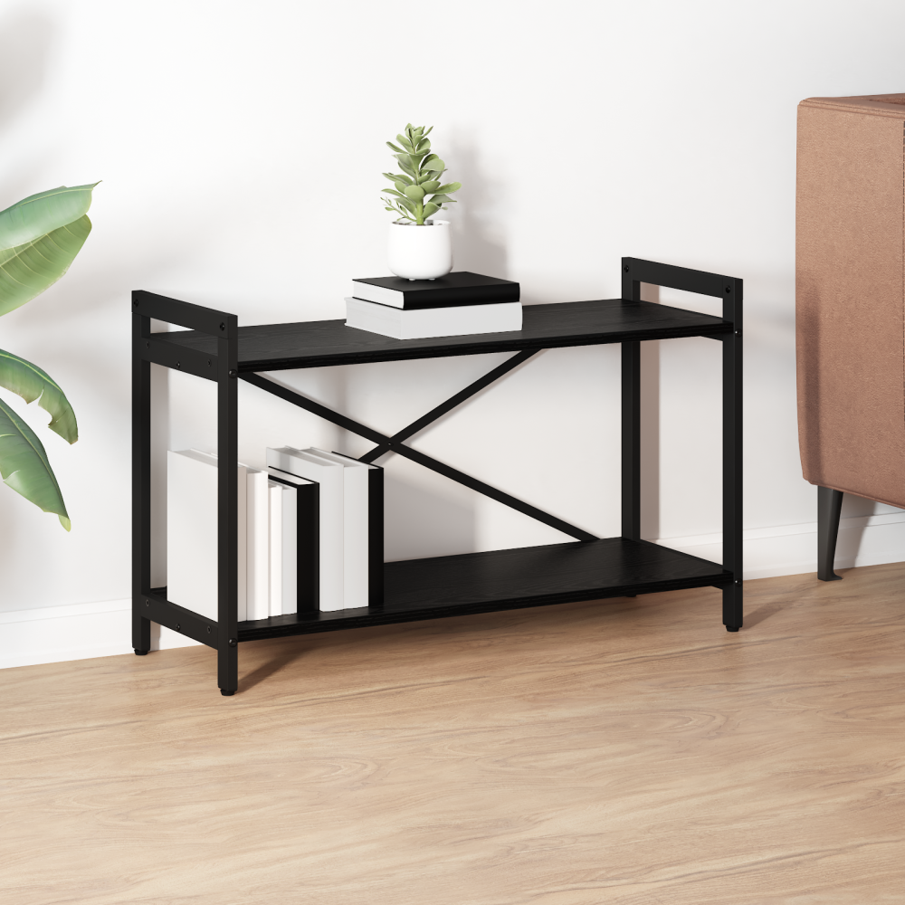 Produktbild för Hyllsystem Svart Ek 80 x 30 x 50 cm Konstruerat trä