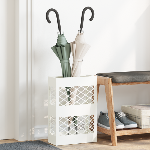 vidaXL Regn Paraplyställ Vit 28 x 12 x 41 cm Stål