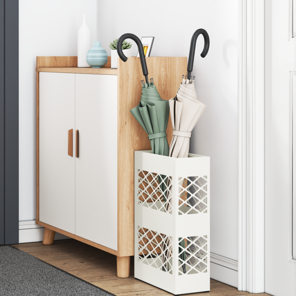 Produktbild för Regn Paraplyställ Vit 28 x 12 x 41 cm Stål