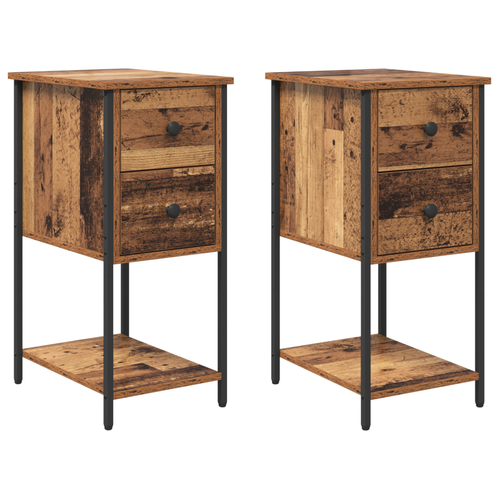Produktbild för Nattduksbord 2 pcs Gammalt trä 32 x 42 x 70 cm Konstruerat trä