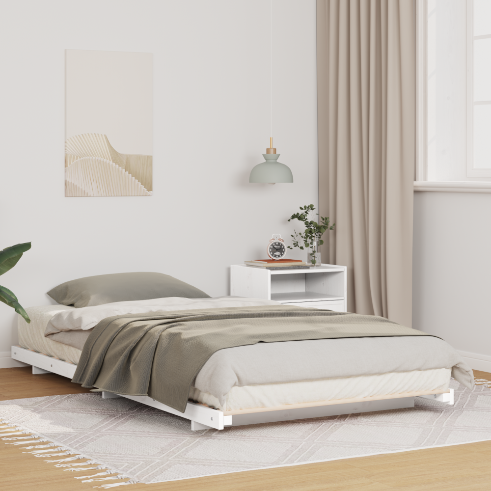 Produktbild för Sängram Vit 90 x 200 cm Massiv furu