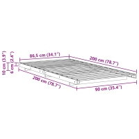 Produktbild för Sängram Vit 90 x 200 cm Massiv furu