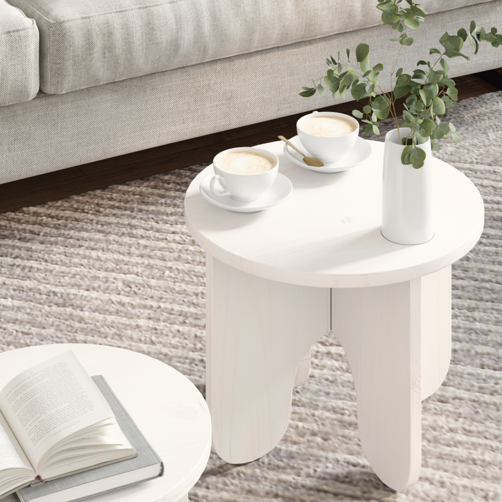 Produktbild för Kaffeebord 2 pcs Vit Massivt tallträ