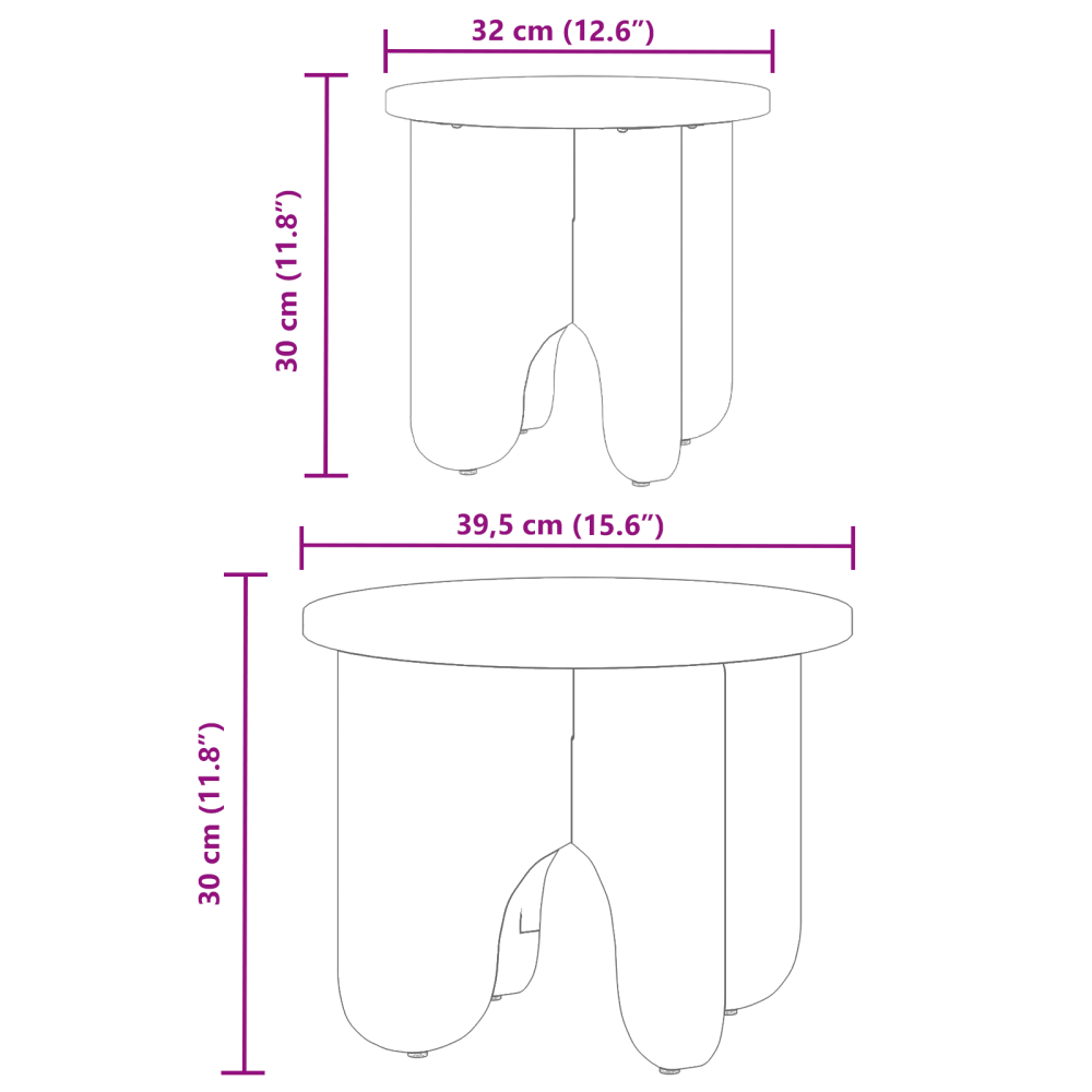 Produktbild för Kaffeebord 2 pcs Vaxbrun Massivt tallträ