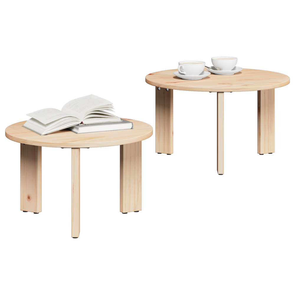 Produktbild för Kaffeebord 2 pcs Naturfärg Massivt tallträ