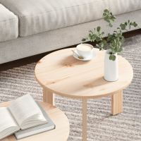 Produktbild för Kaffeebord 2 pcs Naturfärg Massivt tallträ