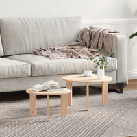 Produktbild för Kaffeebord 2 pcs Naturfärg Massivt tallträ
