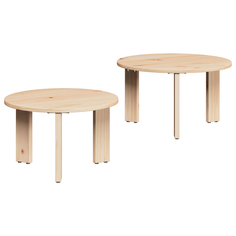 Produktbild för Kaffeebord 2 pcs Naturfärg Massivt tallträ
