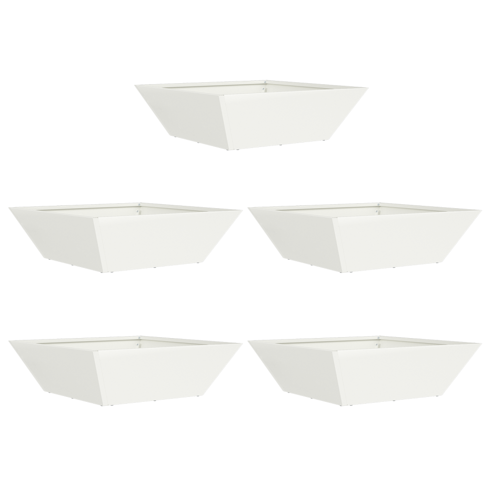 Produktbild för Trädgårdsplanterare 5 pcs Vit 50 x 50 x 15 cm Kallvalsat stål