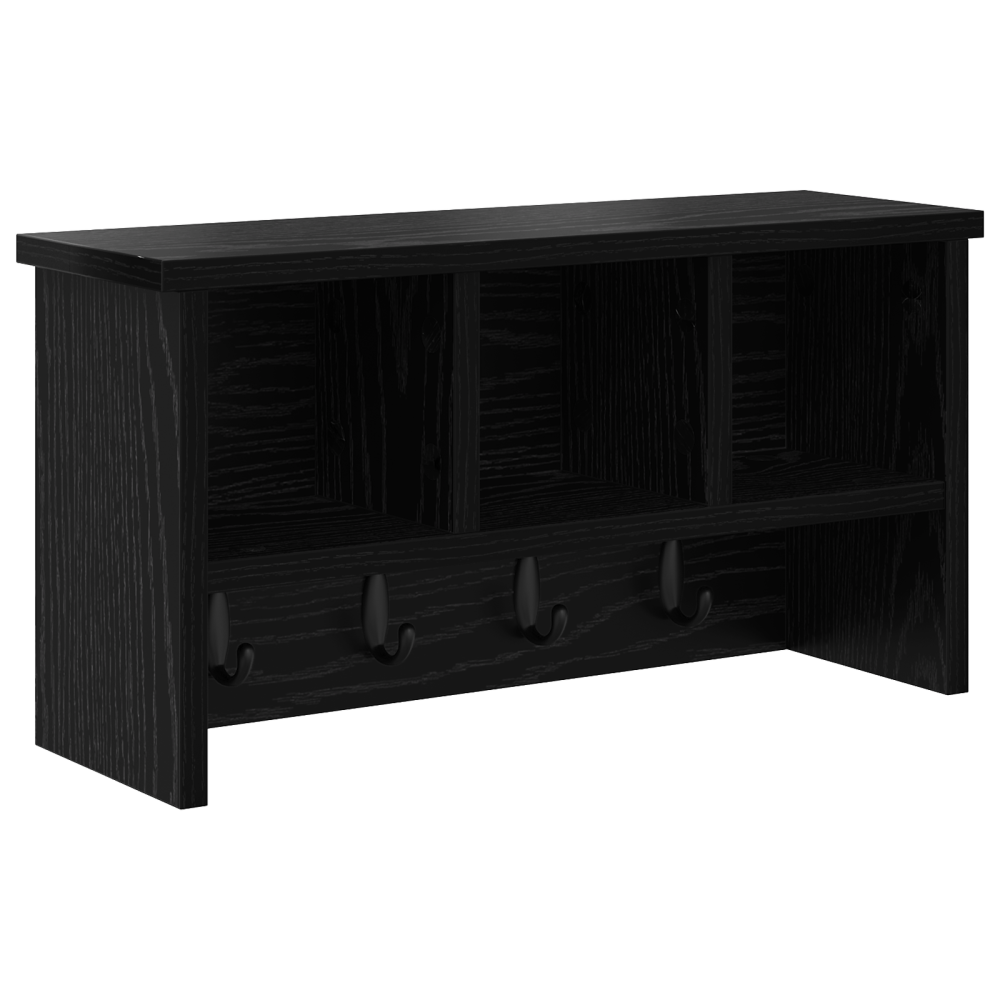 Produktbild för Väggmonterad Klädhängare med hylla Svart Ek 50 x 16 x 26 cm