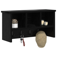 Produktbild för Väggmonterad Klädhängare med hylla Svart Ek 50 x 16 x 26 cm