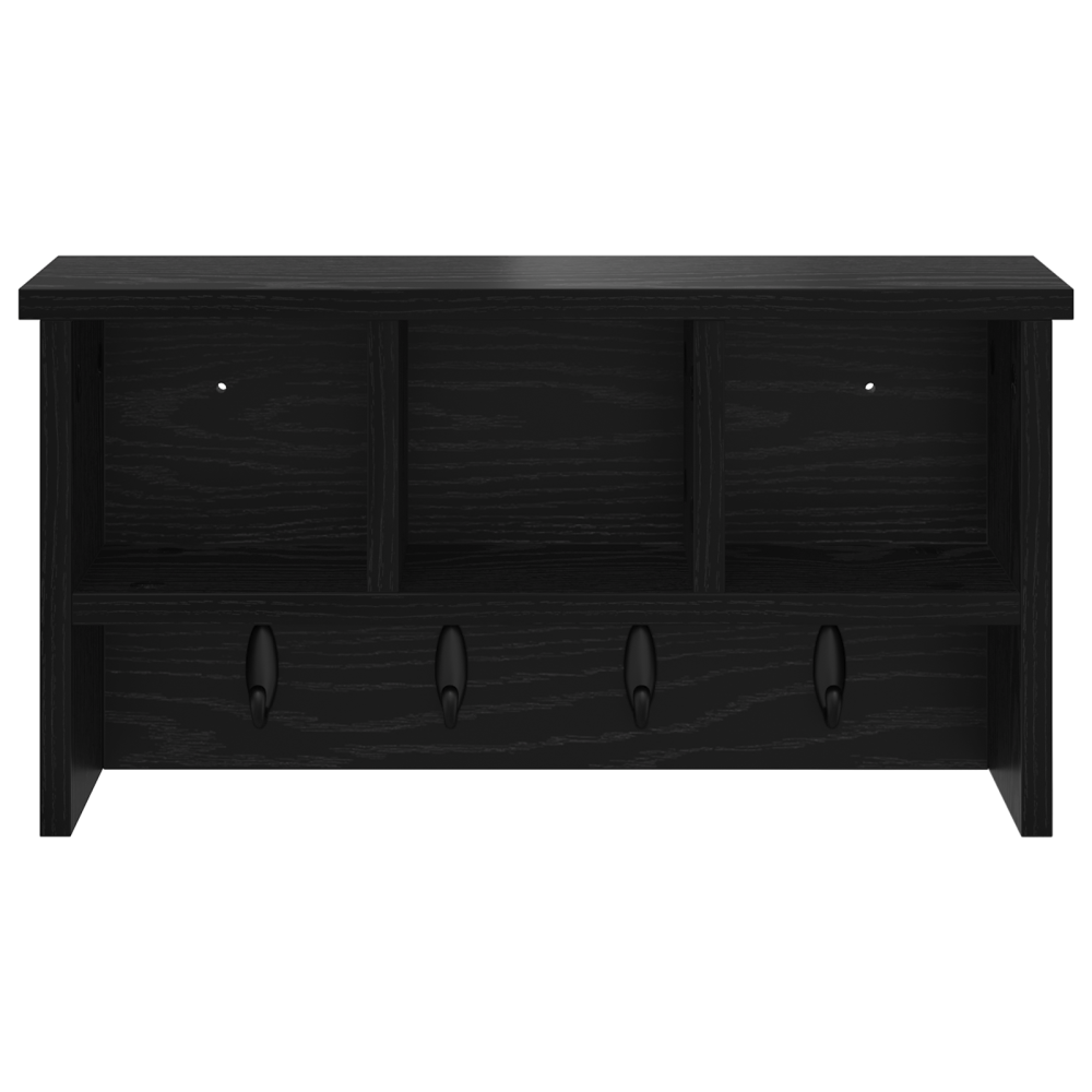 Produktbild för Väggmonterad Klädhängare med hylla Svart Ek 50 x 16 x 26 cm