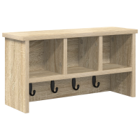 Produktbild för Väggmonterad Klädhängare med hylla Sonoma-ek 50 x 16 x 26 cm