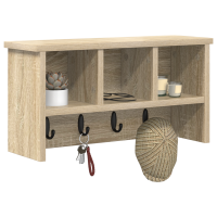 Produktbild för Väggmonterad Klädhängare med hylla Sonoma-ek 50 x 16 x 26 cm