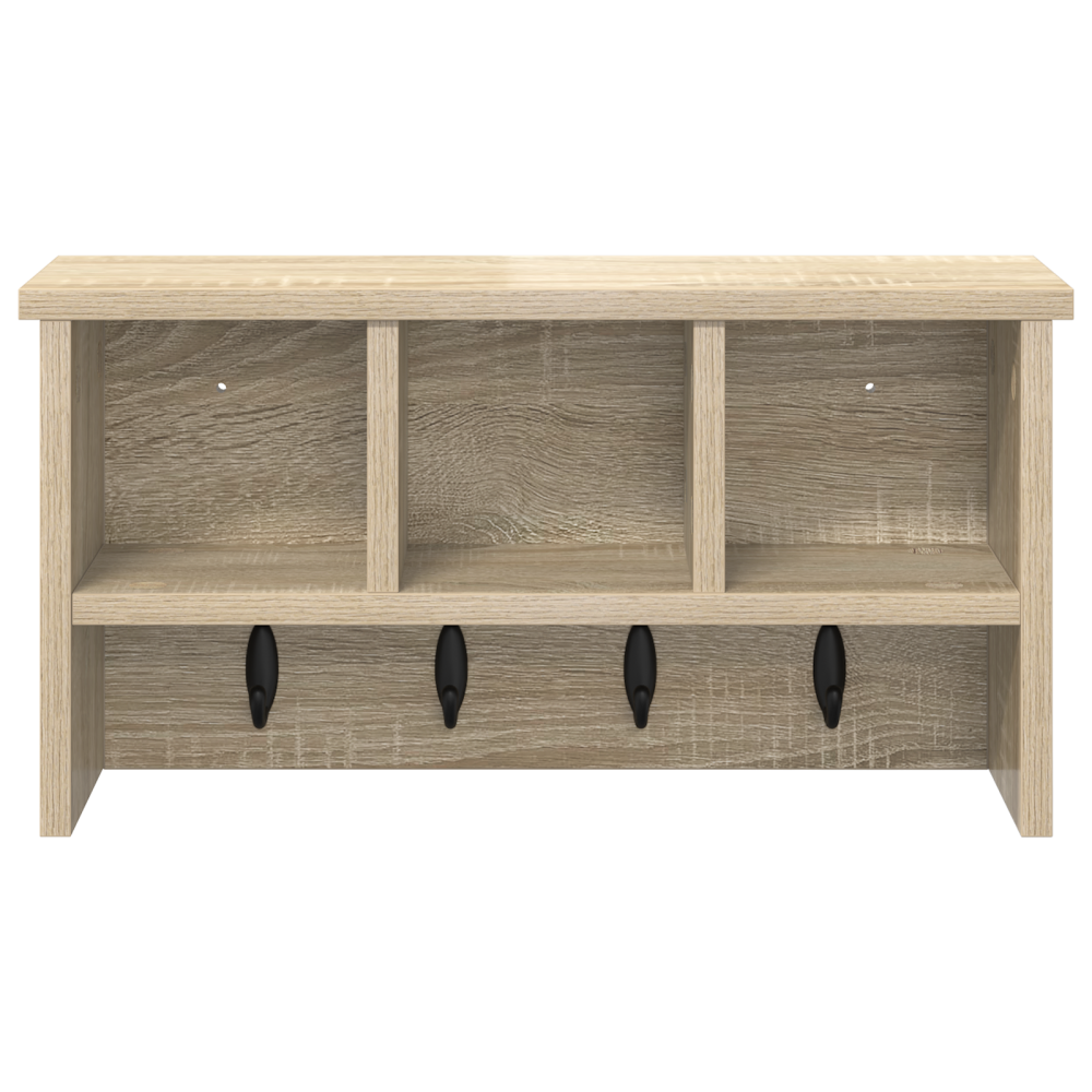 Produktbild för Väggmonterad Klädhängare med hylla Sonoma-ek 50 x 16 x 26 cm