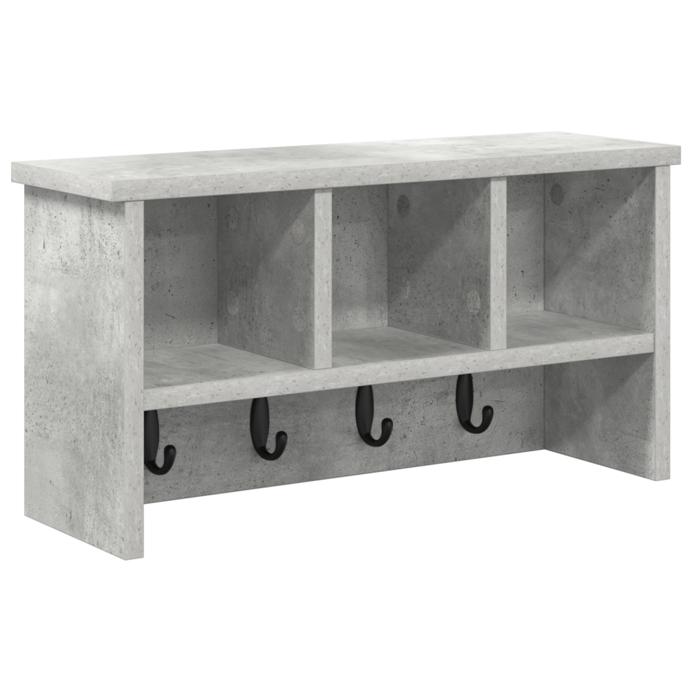 Produktbild för Väggmonterad Klädhängare med hylla Betonggrå 50 x 16 x 26 cm