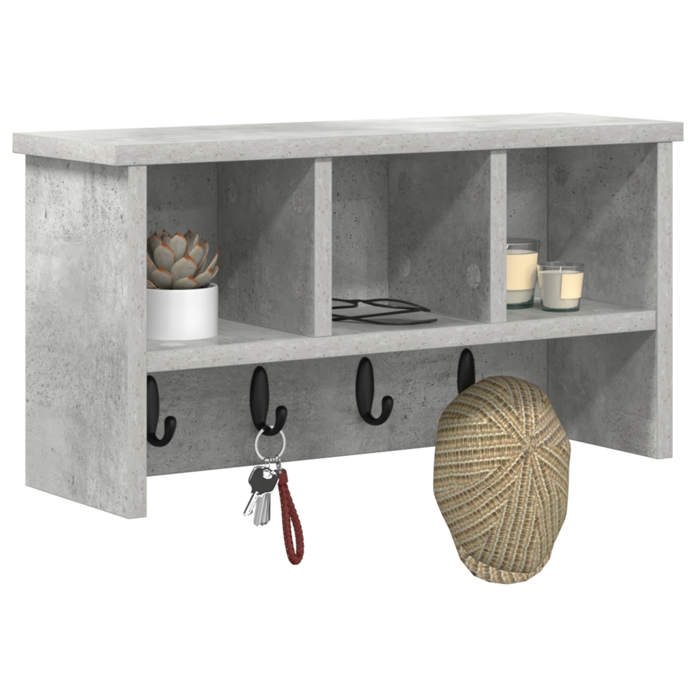 Produktbild för Väggmonterad Klädhängare med hylla Betonggrå 50 x 16 x 26 cm