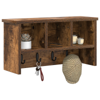 Produktbild för Väggmonterad Klädhängare med hylla Rökt ek 50 x 16 x 26 cm