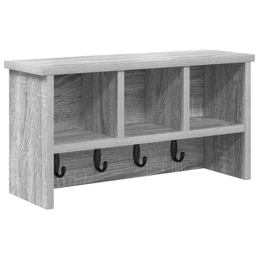 Produktbild för Väggmonterad Klädhängare med hylla Grå Sonoma 50 x 16 x 26 cm