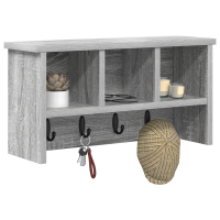Produktbild för Väggmonterad Klädhängare med hylla Grå Sonoma 50 x 16 x 26 cm