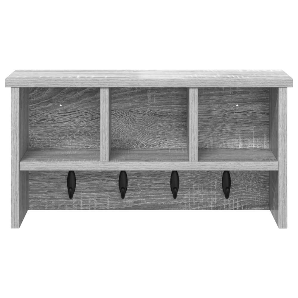 Produktbild för Väggmonterad Klädhängare med hylla Grå Sonoma 50 x 16 x 26 cm