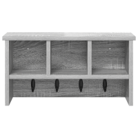 Produktbild för Väggmonterad Klädhängare med hylla Grå Sonoma 50 x 16 x 26 cm